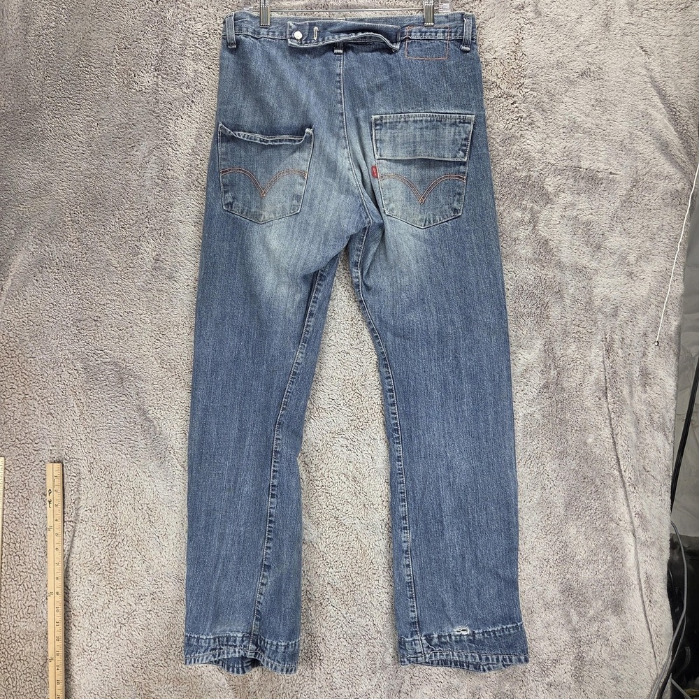 VTG Levis Engineered Jeans Mens Blue Twisted Cinch Back Button Fly Fits 32x34
